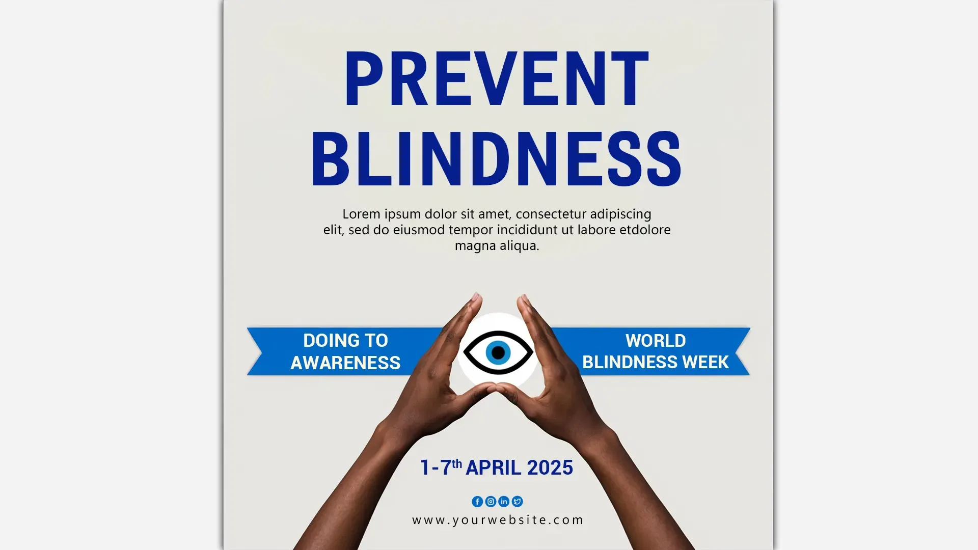 World Blindness Week Instagram Post with Hands Holding Eye Design